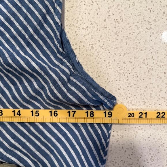 Unisono Blue White Striped Dress Women Large Lagenlook Pocket Artsy Boho Maxi - Picture 7 of 7